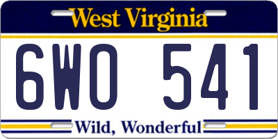 WV license plate 6WO541