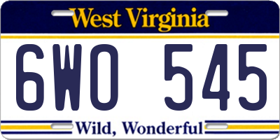 WV license plate 6WO545