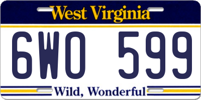 WV license plate 6WO599