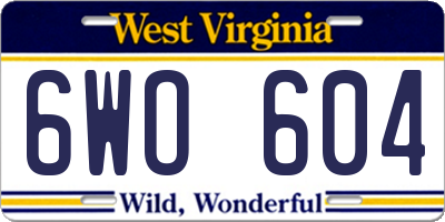 WV license plate 6WO604