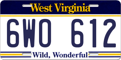 WV license plate 6WO612