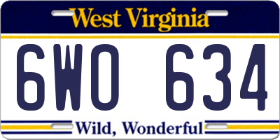WV license plate 6WO634