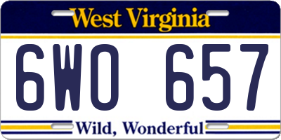 WV license plate 6WO657
