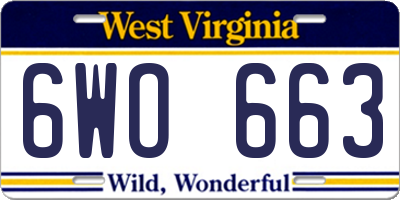 WV license plate 6WO663