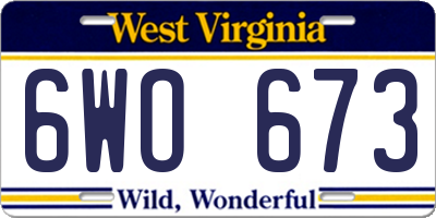 WV license plate 6WO673