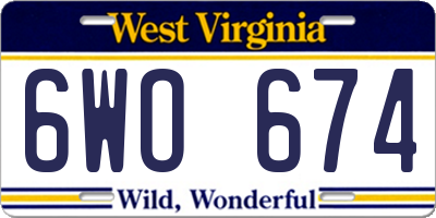 WV license plate 6WO674