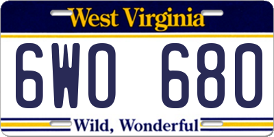 WV license plate 6WO680
