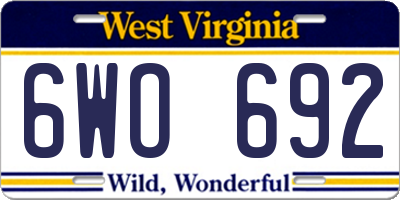 WV license plate 6WO692