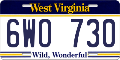 WV license plate 6WO730