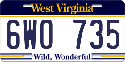 WV license plate 6WO735