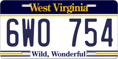 WV license plate 6WO754