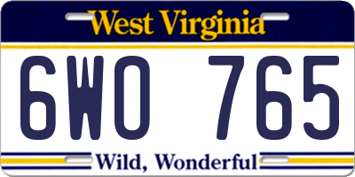 WV license plate 6WO765