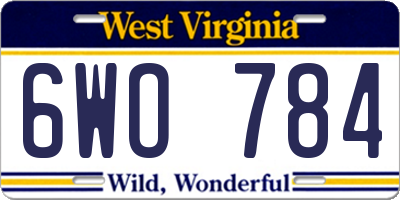 WV license plate 6WO784