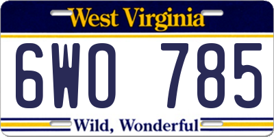 WV license plate 6WO785