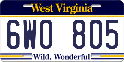 WV license plate 6WO805