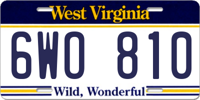 WV license plate 6WO810