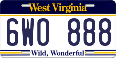 WV license plate 6WO888
