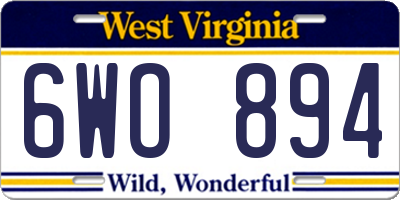 WV license plate 6WO894