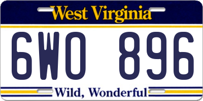 WV license plate 6WO896