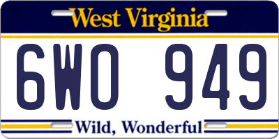 WV license plate 6WO949