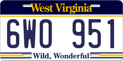 WV license plate 6WO951