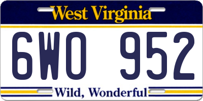 WV license plate 6WO952