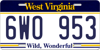WV license plate 6WO953