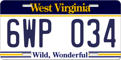 WV license plate 6WP034