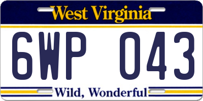 WV license plate 6WP043