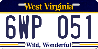 WV license plate 6WP051
