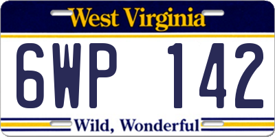 WV license plate 6WP142