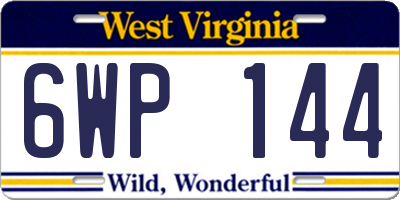 WV license plate 6WP144