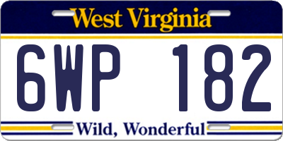 WV license plate 6WP182