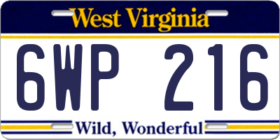 WV license plate 6WP216