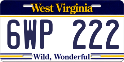 WV license plate 6WP222