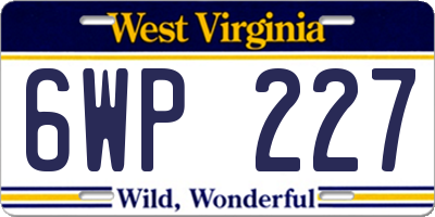 WV license plate 6WP227
