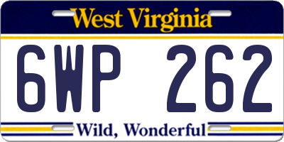 WV license plate 6WP262