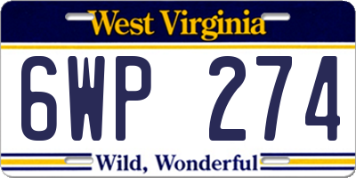 WV license plate 6WP274