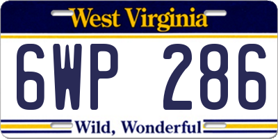 WV license plate 6WP286