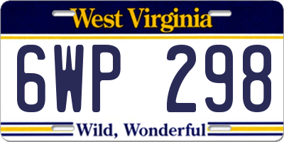 WV license plate 6WP298