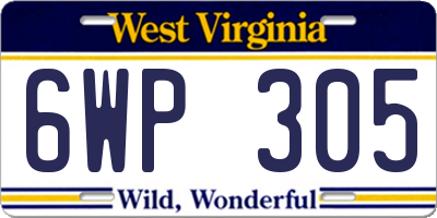 WV license plate 6WP305
