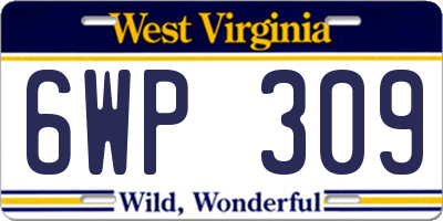 WV license plate 6WP309