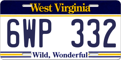 WV license plate 6WP332