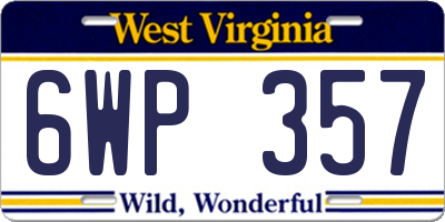 WV license plate 6WP357