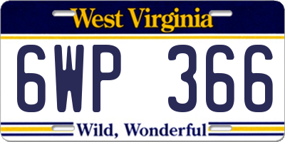 WV license plate 6WP366