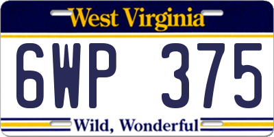 WV license plate 6WP375