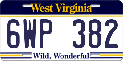 WV license plate 6WP382