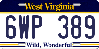 WV license plate 6WP389