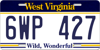 WV license plate 6WP427