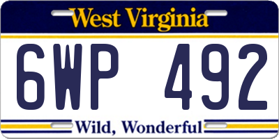 WV license plate 6WP492